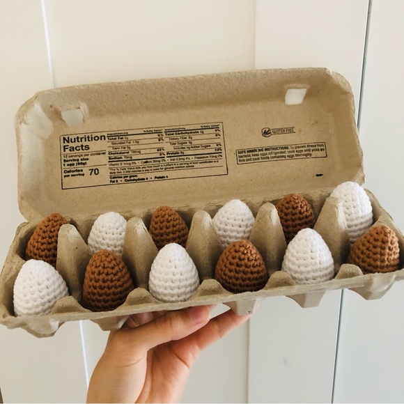 Crochet Eggs Set of 12 Crochet Eggs Pretend Play Farm Fresh Eggs - Picture 3 of 3